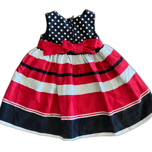 Bonnie Jean Baby Polka Dot & Stripe Formal Dress Girls' 18 Months - Picture 2 of 13